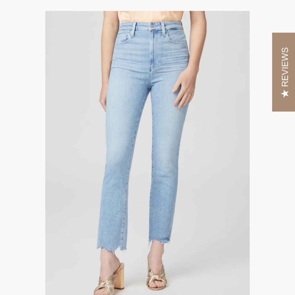 PAIGE CINDY denim jeans SHOOTING STAR W/ STELLAR HEM size 31 distressed raw hem